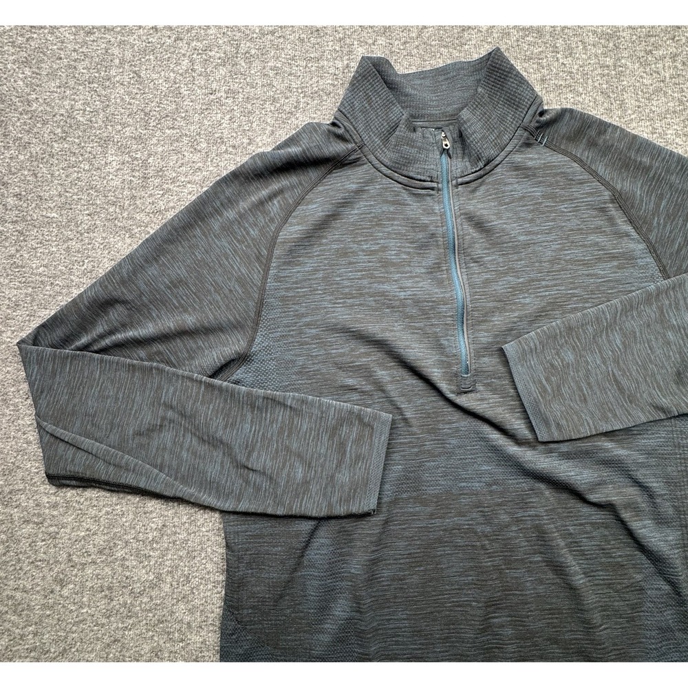 Lululemon 1/4 Zip Lightweight Pullover Do It For The Bacon Man Mens Sz M Blue